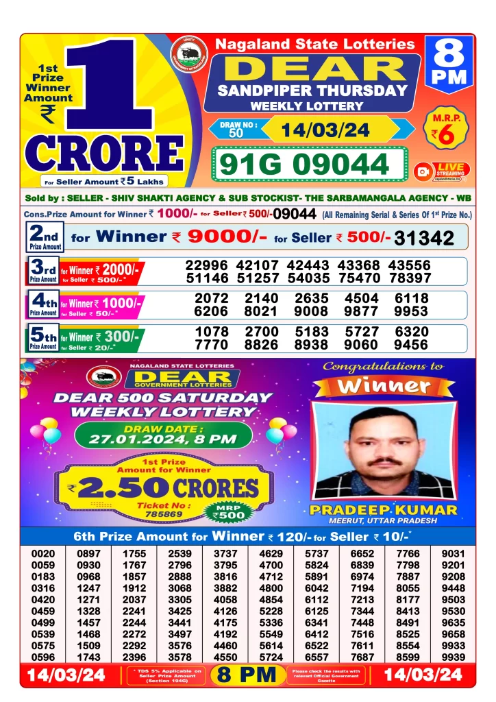 Lottery Sambad Result 14.3.2024 Today 1 PM, 6 PM & 8 PM