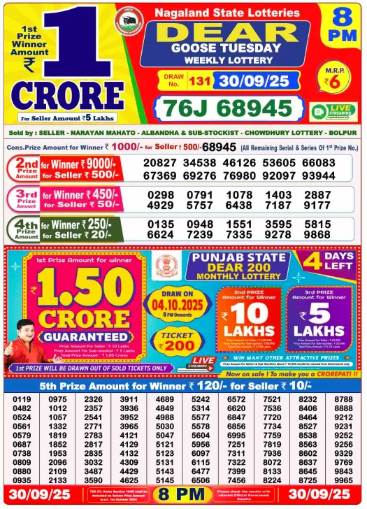 Lottery Sambad 8 PM Result Today PDF Download