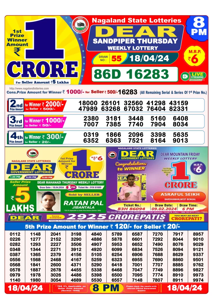 Lottery Sambad 8 PM Result Today PDF Download